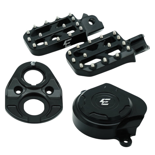 E-Ride Pro SS 3.0 Upgradekit S in Schwarz mit CNC-Fußrasten, Riemenschutz und Zündschlossabdeckung